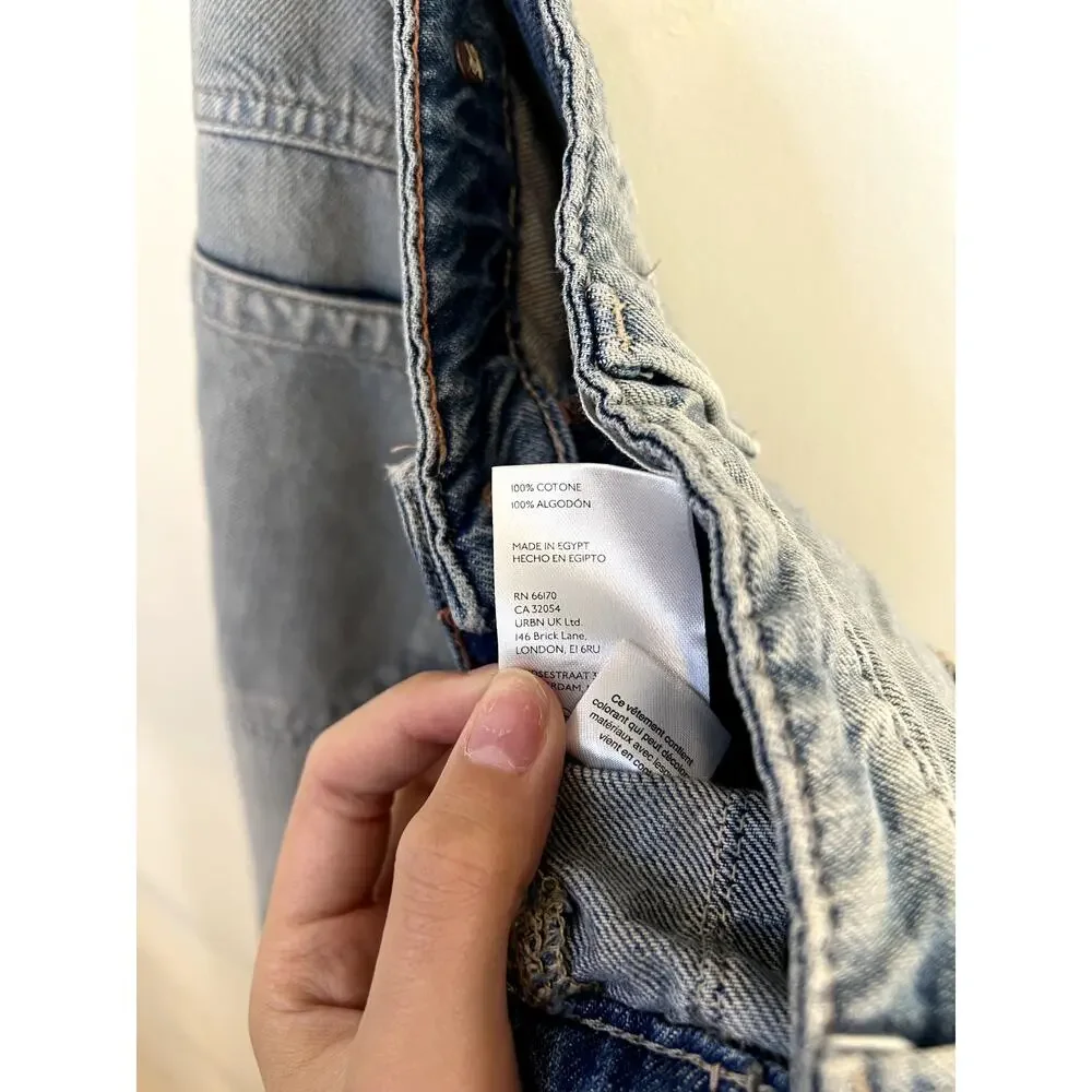Free People We The Free Wide Leg Utility Jeans Women’s 29 Light Wash Denim